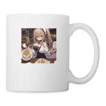 anime girl withe big boobs withe coffee - Tasse - Weiß - Rechts