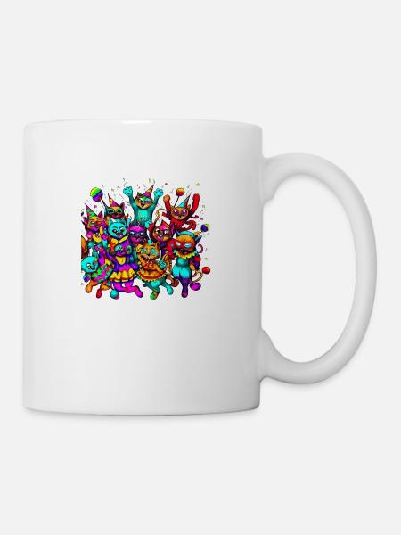 Katzenkarneval - Tasse - Weiß