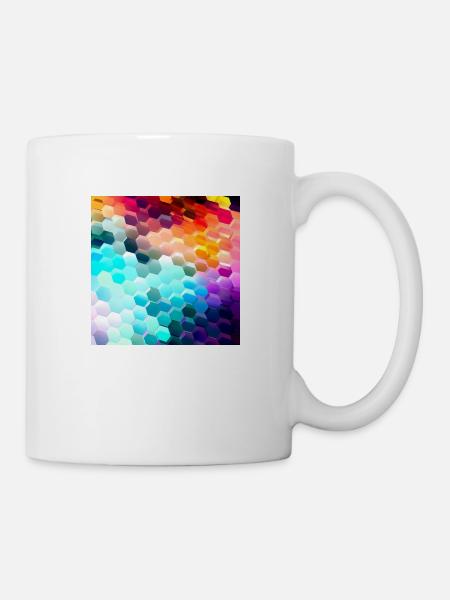 Bunter Hexagon-Rausch - Tasse - Weiß