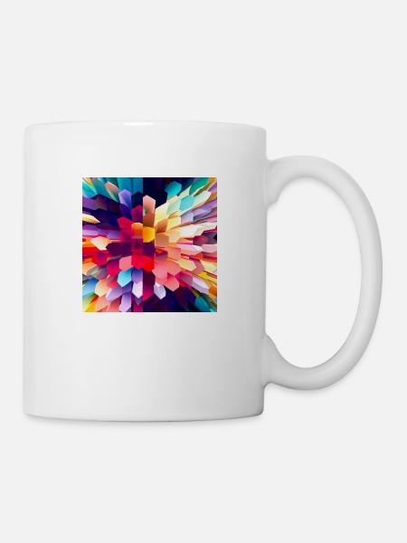 Bunter Hexagon-Rausch - Tasse - Weiß