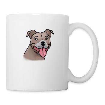 Super glückliches Hündchen Staffi Hundegesicht - Tasse - Weiß - Rechts
