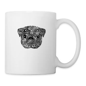 Swirly Pug (b&w) - Mug - white - Right