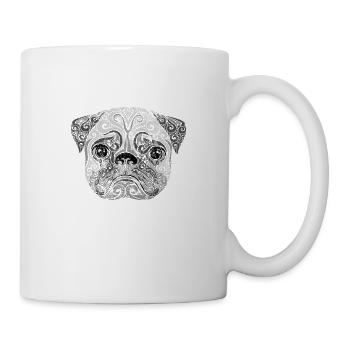 Swirly Hundeportrait (grau) - Tasse - Weiß - Rechts