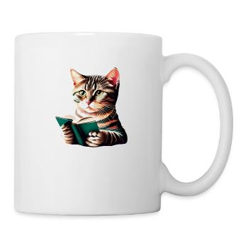 Cat Reading Domestic Cat Books Hangover Book Kitten - Mug - white - Right