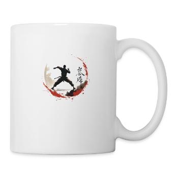 Ninja Karate Kampf Kunst Zeichen Schattenfigur - Tasse - Weiß - Rechts