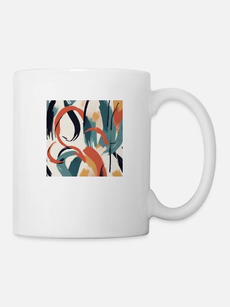 Modernes Pinselstrichdesign - Tasse - Weiß