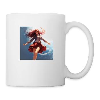 Süßens Anime-Girl, schwebend, kurzer Rock - Tasse - Weiß - Rechts