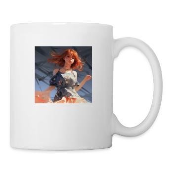 Anime-Girl mit roten Haaren süß - Tasse - Weiß - Rechts