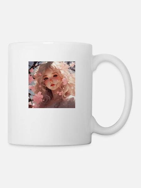 Blonde Anime-Schönheit träumt dich an - Tasse - Weiß