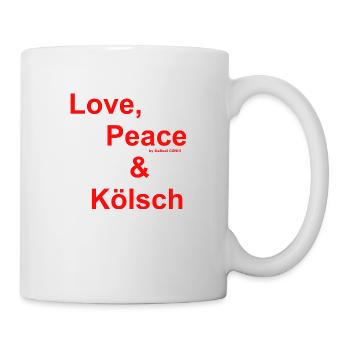 DaBeat´s: Love, Peace & Kölsch - Tasse - Weiß - Rechts