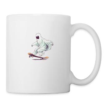 Cool Cartoon Halloween Ghost on his Skateboard - Mug - white - Right
