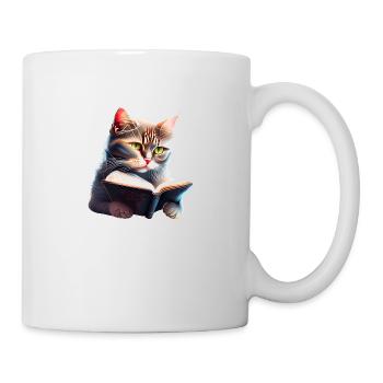 Cat Books Hangover Book Kitten Reading Domestic Cat - Mug - white - Right