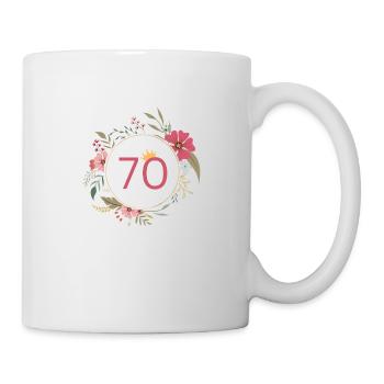 Number 70, Cute wreath of flowers - Mug - white - Right