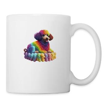 Regenbogen Pudel - Tasse - Weiß - Rechts
