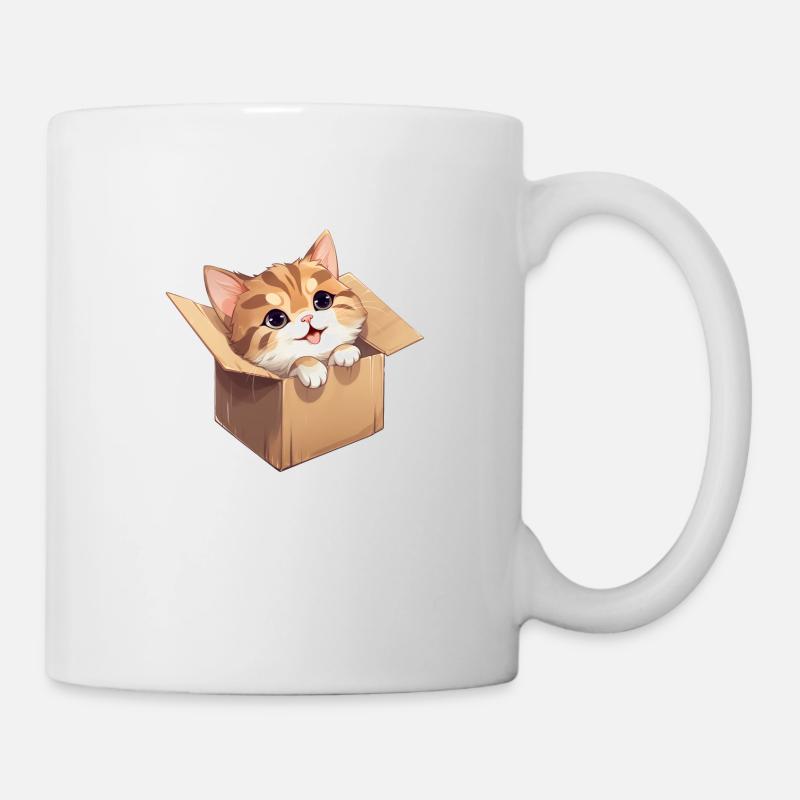 Katze in Karton - Tasse - Weiß