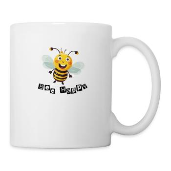 Kleine Biene mit Spruch Bee Happy - Tasse - Weiß - Rechts