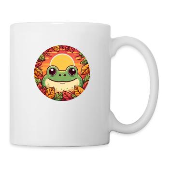 frosch blätter laub bunt sonnenuntergang - Tasse - Weiß - Rechts