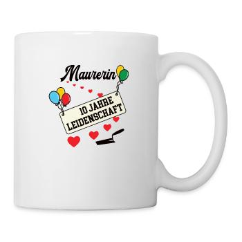 Maurerin 10 jähriges Jubiläum Betonbau 10 Jubi - Tasse - Weiß - Rechts