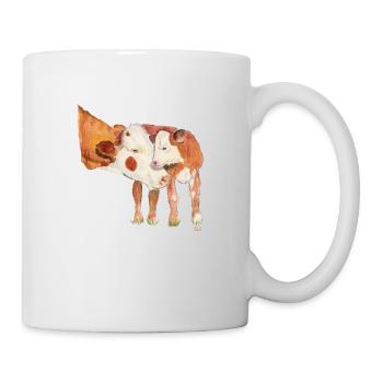 Kuh mit Kalb - Tasse - Weiß - Rechts