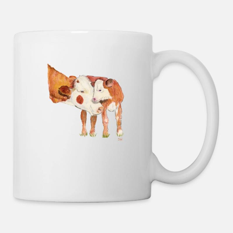 Kuh mit Kalb - Tasse - Weiß