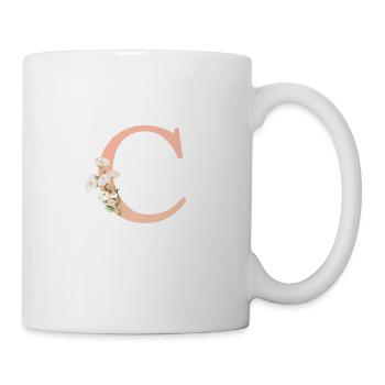 C Monogramm, minimal, pastel, Blumen - Tasse - Weiß - Rechts