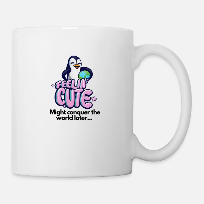 Feelin Cute: Drôle de dicton avec un design de pingouin - Mug blanc - blanc