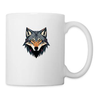 graues wolfsgesicht vektor aussehen geometrisch stolz stark - Tasse - Weiß - Rechts