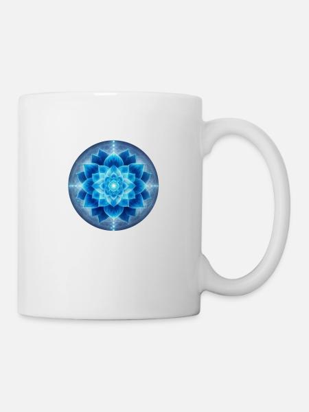 Blume der Kraft - Kehlkopf-Chakra - Tasse - Weiß