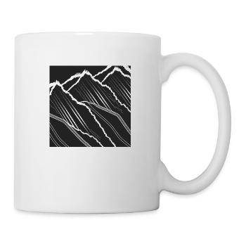 Majestic Mountain Landscape, Panoramic, Monochrome - Mug - white - Right