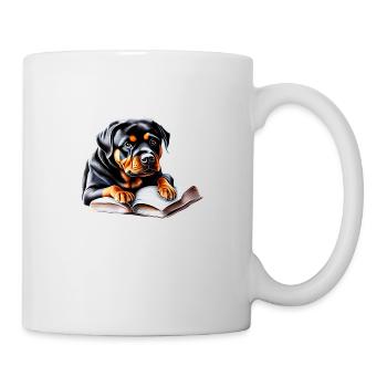 Rottweiler Book Reading Dogs Rottweiler Puppy Dog - Mug - white - Right