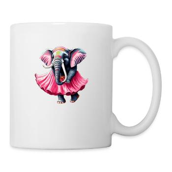 Dancing elephant in pink skirt - Mug - white - Right