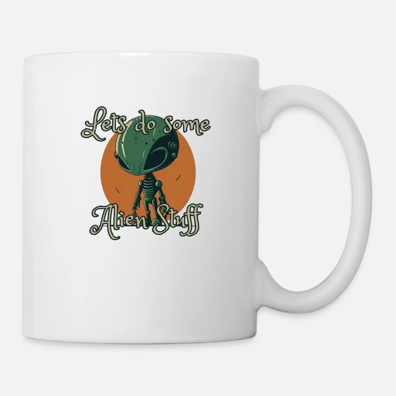 Vert rétro alien, design minimaliste - Mug blanc - blanc