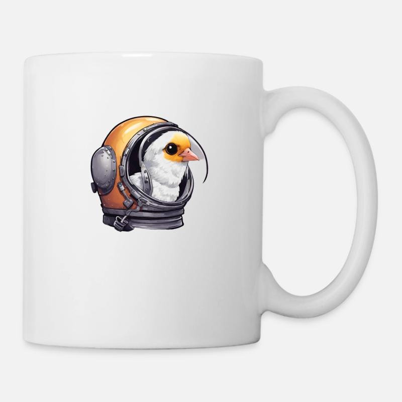 Cute bird in astronaut helmet - Mug - white