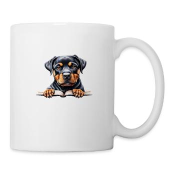 Rottweiler Dog Rottweiler Puppy Book Reading Dogs - Mug - white - Right