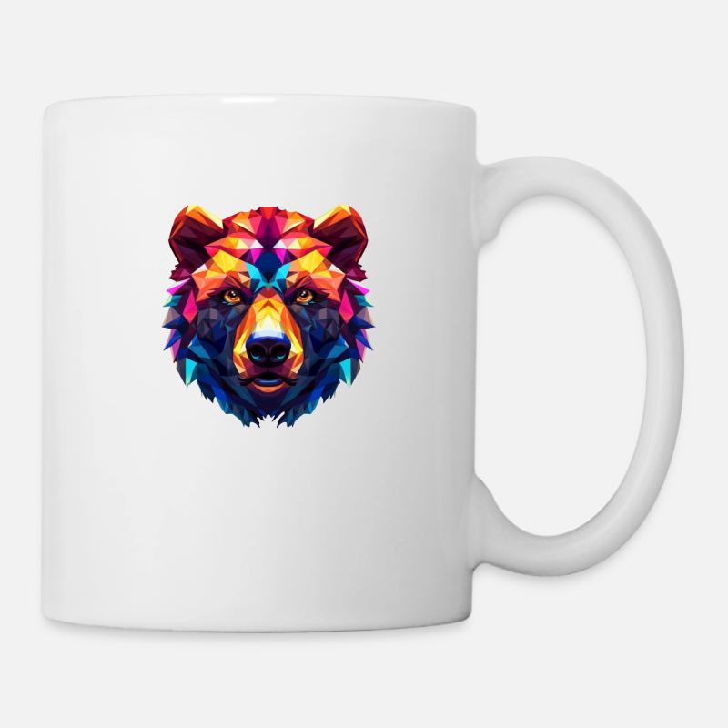 Tête d’ours colorée - Mug blanc - blanc
