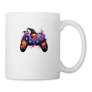 Funny Halloween Cartoon Gaming Controller Hexe - Tasse - Weiß - Rechts