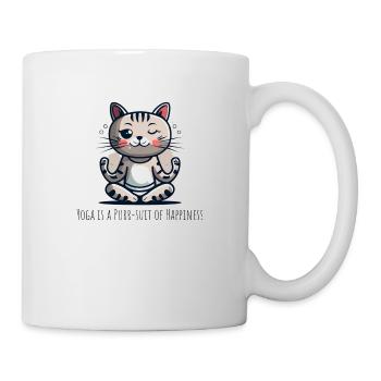 A cat in the lotus position with slogan - Mug - white - Right