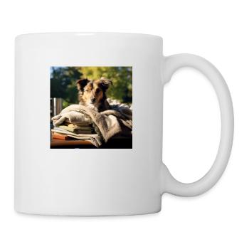 Hund liegt draußen - Tasse - Weiß - Rechts