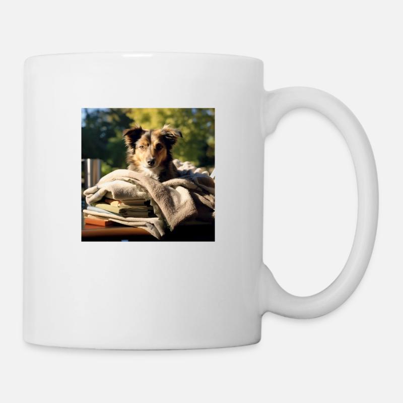 Hund liegt draußen - Tasse - Weiß