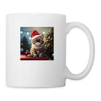 Süße Schlecht gelaunte Weihnachts Katze - Tasse - Weiß - Rechts