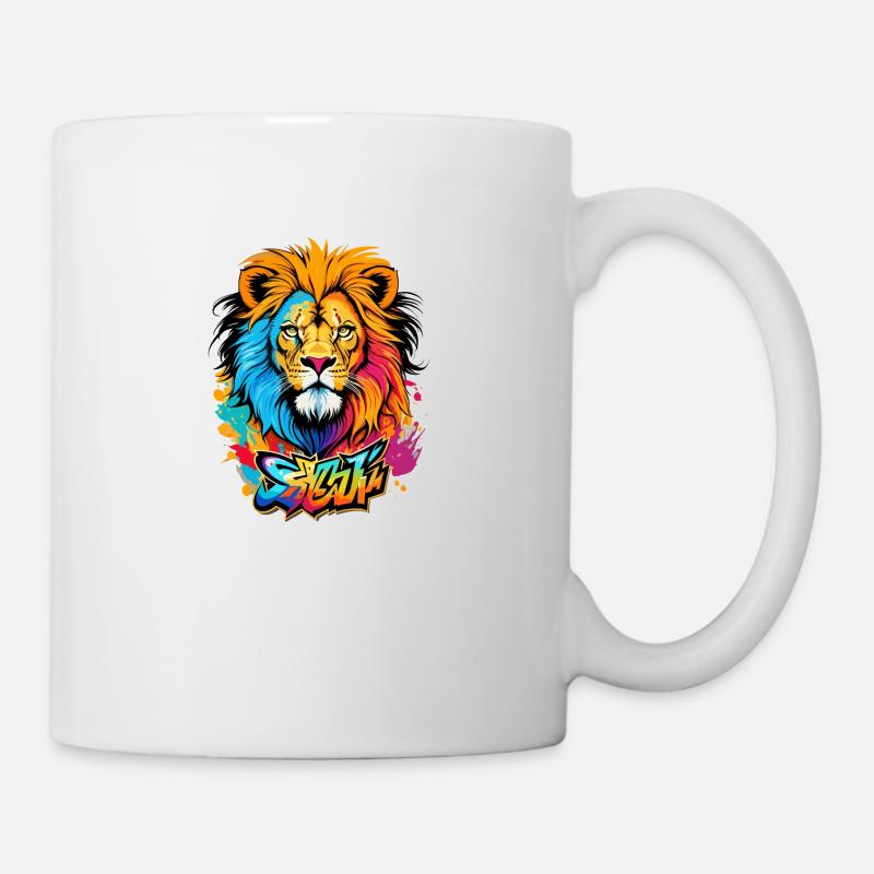Graffiti löwe - Tasse - Weiß