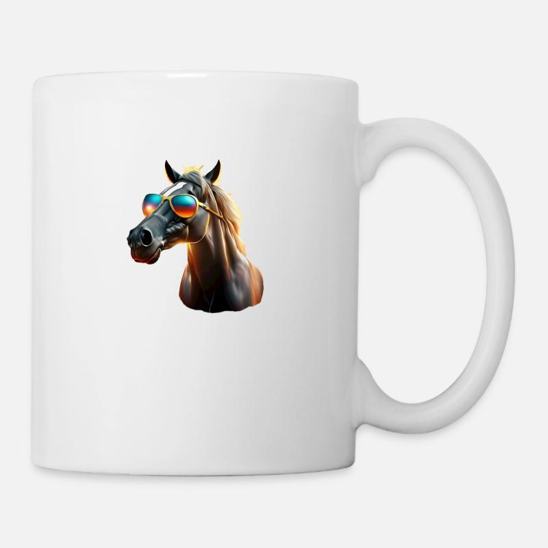 Cooles Pferd mit Sonnenbrille - Tasse - Weiß