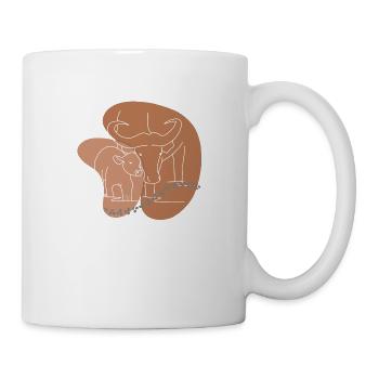 "Buffalo", Boho Line Art Design, Series "Big 5" - Mug - white - Right