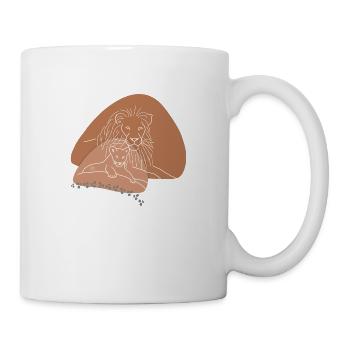 "Lion", boho line art design, series "Big 5" - Mug - white - Right