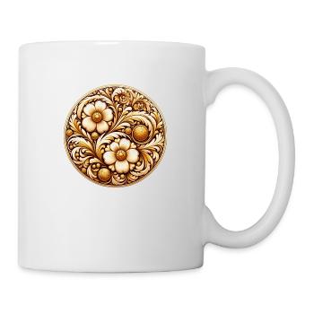 oval floral couleur or inspiré d'art russe - Mug blanc - blanc - Droite
