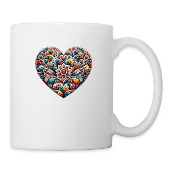 Blue and Pink Floral Heart Inspired by Russian Art - Mug - white - Right