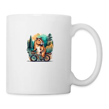 Capybara Riding A Bike - Funny Capy Animal - Viral - Mug - white - Right