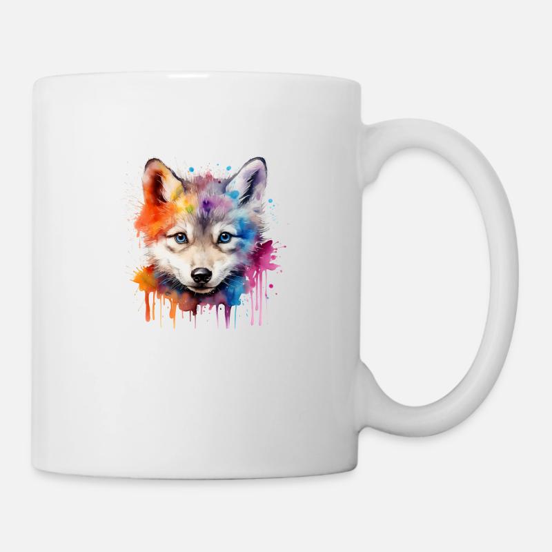 loup, loup gris, louveteau - Mug blanc - blanc