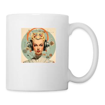 Retro-Porträt einer futuristischen Frau der 50er J - Tasse - Weiß - Rechts
