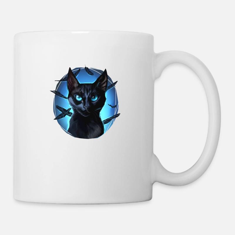 Crowfeather Piuma di Corvo Gatto Nero Halloween - Tazza - bianco